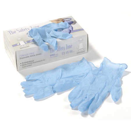 Safety Zone Disposable Gloves, Heavy Duty, 5 mil Palm, Nitrile, Powder-Free, S, 100 PK, Blue GNPR-SM-1M